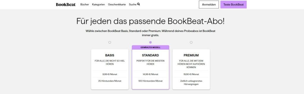 BookBeat Kosten/Preise