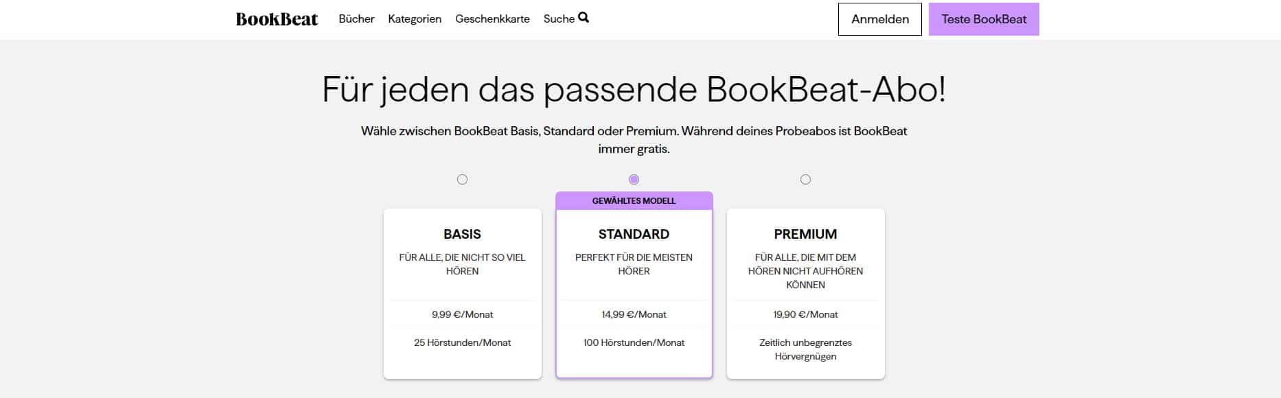 BookBeat Kosten/Preise