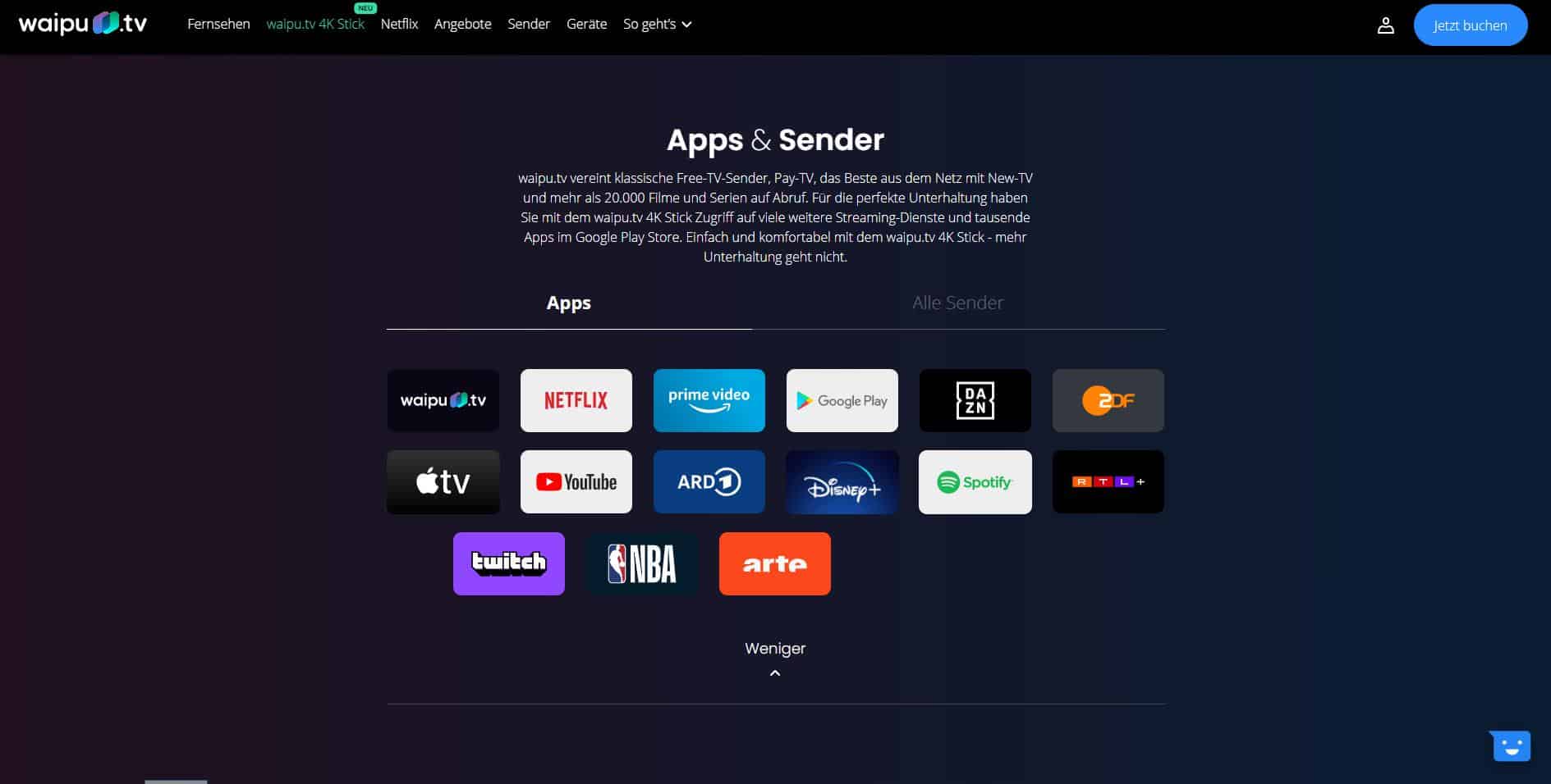 Waipu TV Stick Apps